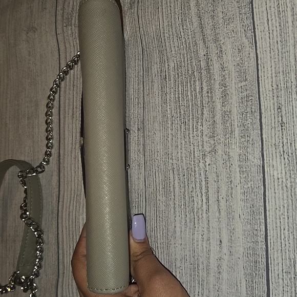 Rebecca Minkoff Leather Crossbody Envelope Chain Strap Clutch Bag Gray/Silver - Picture 7 of 14